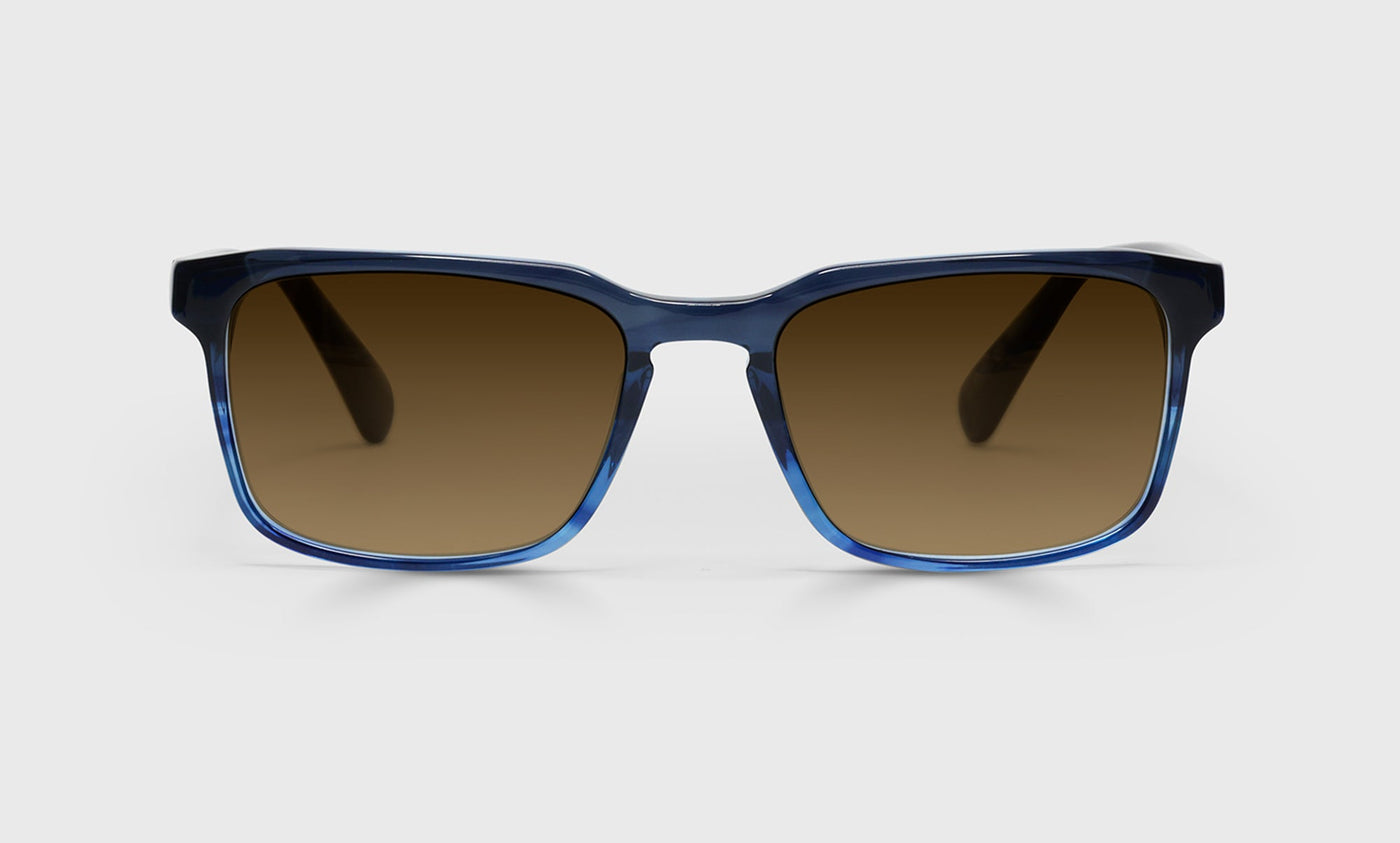10-pb | eyebobs premium designer seymour glass readers, blue light and prescription glasses in navy fade, polarized brown