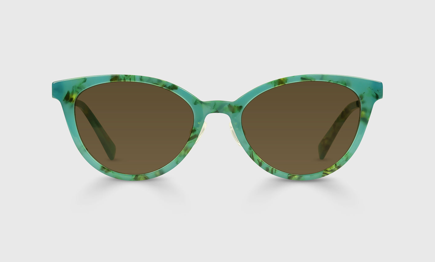 17-pb | Statuette brown polarized sunglass frames on neutral background