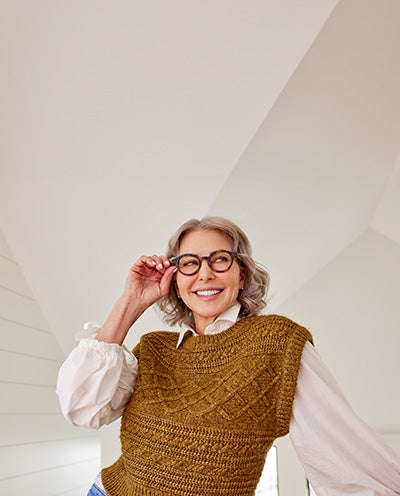 Model Wearing TV Party in Tortoise