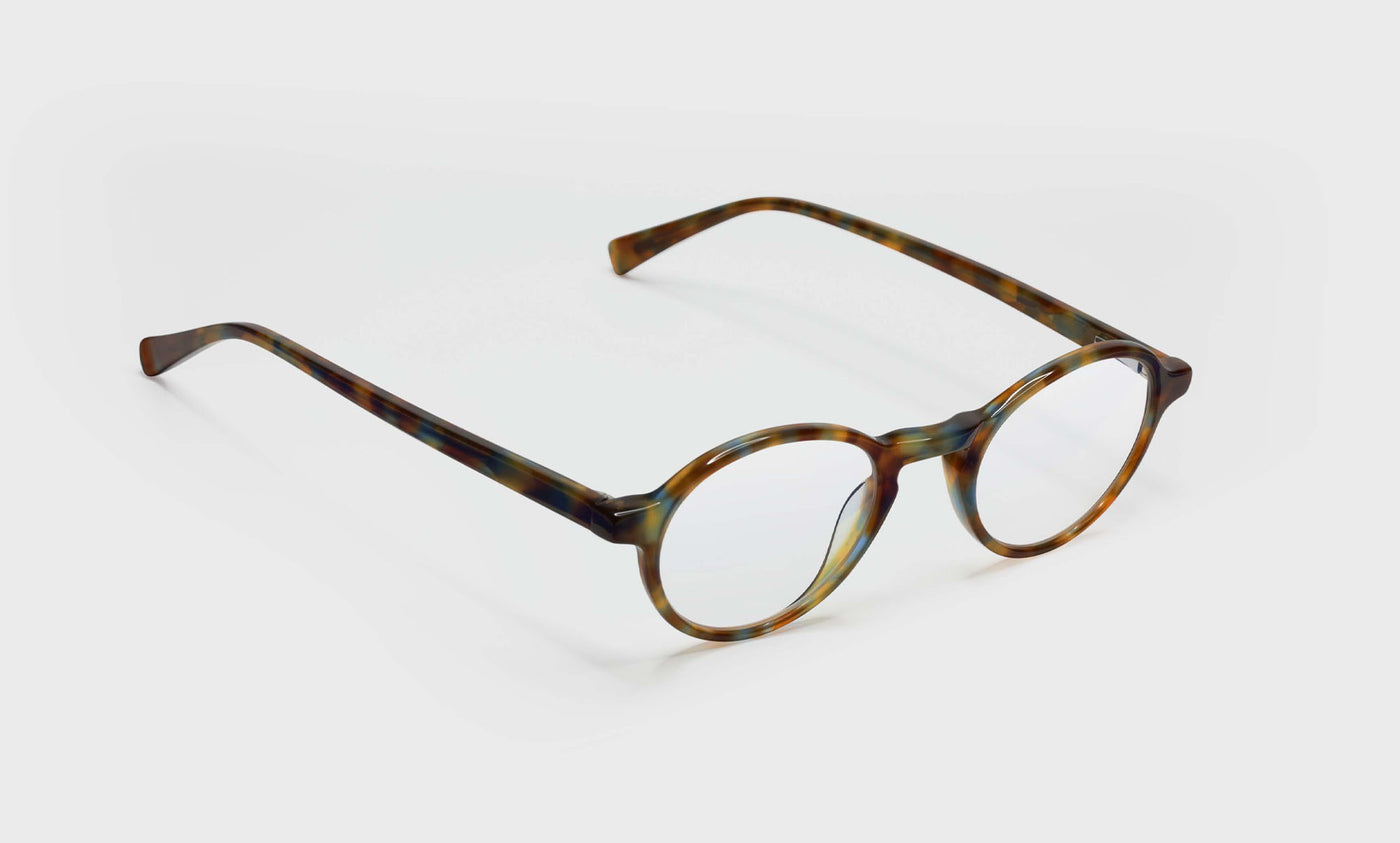 16_eyebobs premium designer board stiff readers, blue light and prescription glasses in spotty blue tortoise