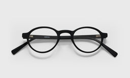 00_eyebobs premium designer board stiff readers, blue light and prescription glasses in black matte finish, laydown