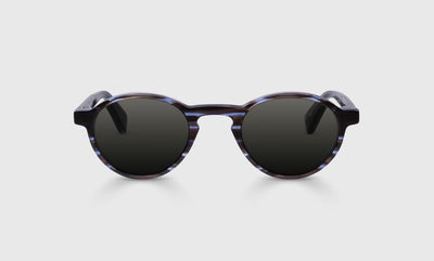 07 - Ice Blue and Mocha Stripe Front and Temples / Narrow / Full Lens Reader Sunglasses / 1.00 / .