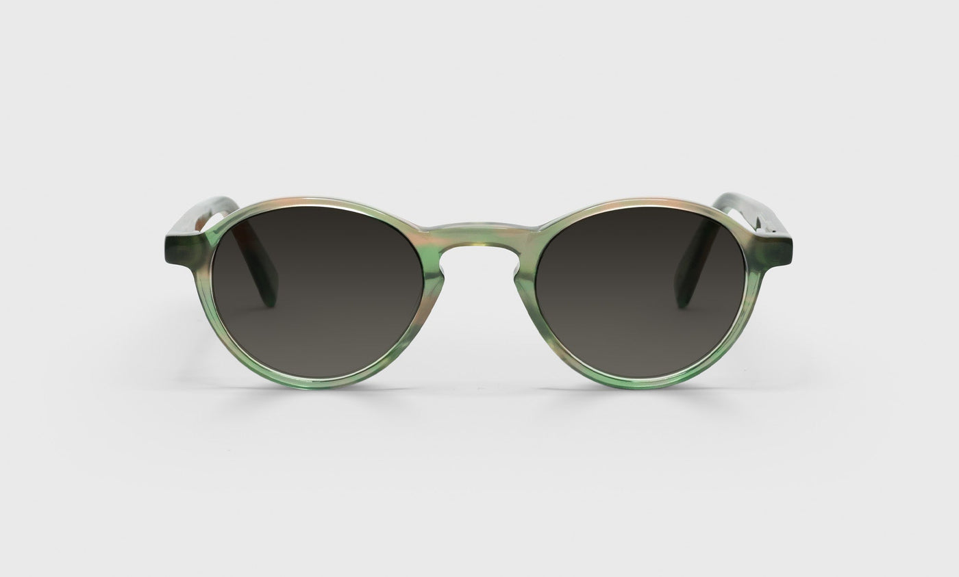 17_eyebobs premium designer board stiff readers, blue light and prescription glasses in olive green demi, polarized grey, front