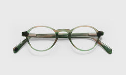 17_eyebobs premium designer board stiff readers, blue light and prescription glasses in olive green demi, laydown
