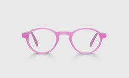 Board Stiff Narrow Color 43 - Bubble Gum Pink Front and Temples reading glasses with italian-designed acetate and scratch resistant lenses