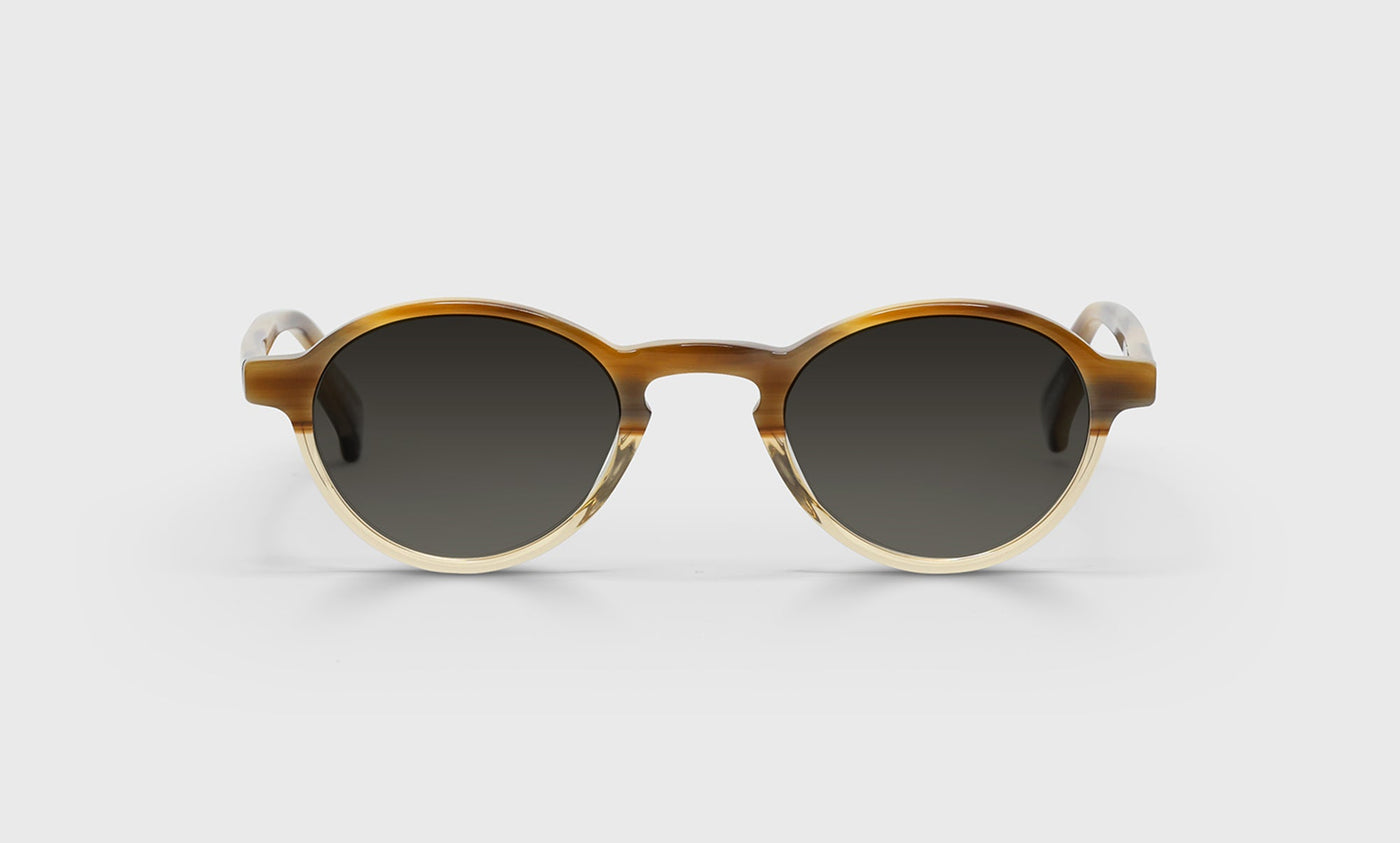 62-pg | eyebobs premium designer board stiff readers, blue light and prescription glasses in brown, polarized grey, front