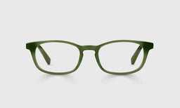 On Board Color 14 - Moss Green Front and Temples reading glasses with italian-designed acetate and scratch resistant lenses