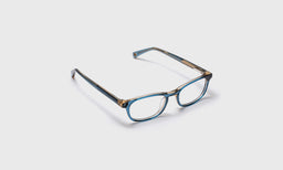 eyebobs thin rectangle eyeglasses in Blue Crystal, angled view showing temples