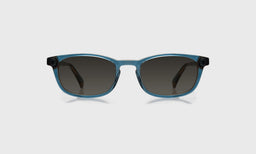 eyebobs thin rectangle eyeglasses in Blue Crystal with grey polarized lenses, front view