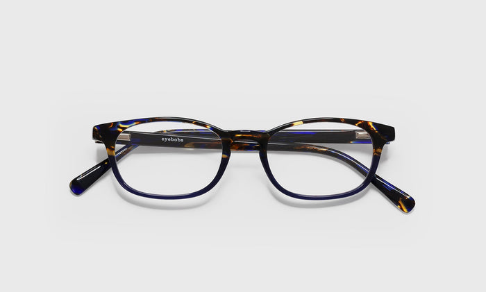 50_eyebobs premium designer on board readers, blue light and prescription glasses in navy tortoise