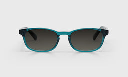 59_eyebobs premium designer on board readers, blue light and prescription glasses in teal transparent, polarized grey