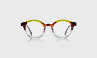 23 - Earth Tone Stripe Front and Blue Grey Temples / Average / Readers / 0.00
