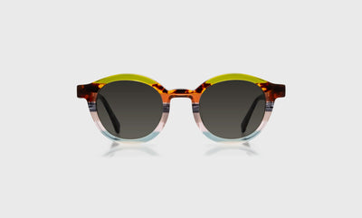 23 - Earth Tone Stripe Front and Blue Grey Temples / Average / Full Lens Reader Sunglasses / 1.00 / .