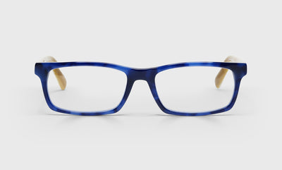 10 - Blue Denim Front with White Horn and Khaki Temples