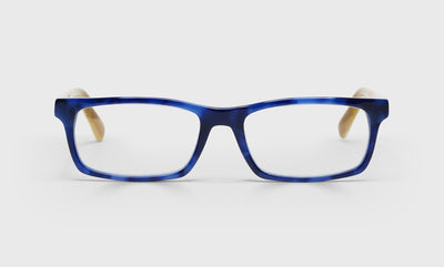 10 - Blue Denim Front with White Horn and Khaki Temples / Wide / Readers / 0.00