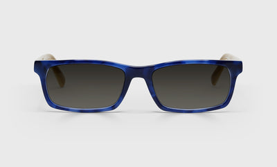 10 - Blue Denim Front with White Horn and Khaki Temples / Wide / Full Lens Reader Sunglasses / 1.00 / .