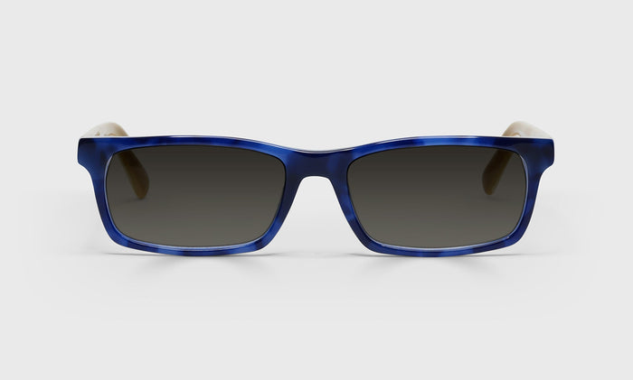  eyebobs premium designer number cruncher readers, blue light and prescription glasses in blue, polarized grey