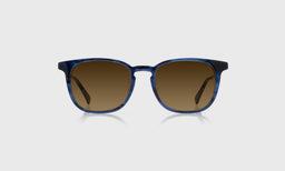eyebobs light rounded square eyeglasses in Blue Crystal with brown polarized lenses, front view