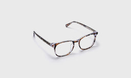 eyebobs light rounded square eyeglasses in Lavender Tinted Tortoise, angled view showing temples