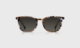 eyebobs light rounded square eyeglasses in Lavender Tinted Tortoise with grey polarized lenses, front view