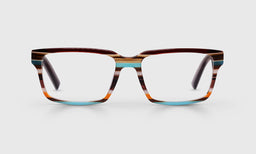 Wide Eyed Color 87 - Teal, Orange, and Maroon Stripe Front and Maroon Temples