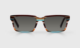 Wide Eyed Color 87 - Teal, Orange, and Maroon Stripe Front and Maroon Temples