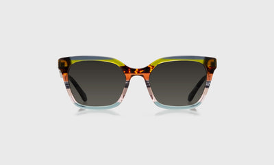 23 - Earth Tone Stripe Front and Blue Grey Temples / Average / Full Lens Reader Sunglasses / 1.00 / .