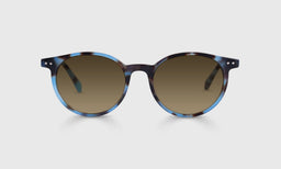 Case Closed Sunglasses with italian-designed acetate frame in blue and tortoise pattern and polarized brown scratch resistant lenses