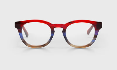 Waylaid Wide Color 02 - Red Demi to Blue Fade Front with Red Demi Temples