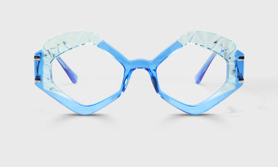 10 - Delicate, Pale Blues Accentuated By a Stainless Steel Temple / Wide / Readers / 0.00