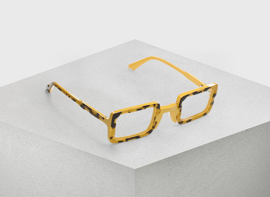 77 - Dimensional Cut-Outs of Black and Crystal Tortoise on Top of Marigold
