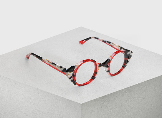 00 - Warm Crimson Centered by Textural Black and White Marble