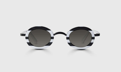 00 - Black and White Stripe Front and White Temples / Narrow / Full Lens Reader Sunglasses / 1.00 / .