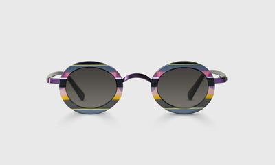 15 - Pink and Yellow Multi-Stripe Front and Grey Temples / Narrow / Full Lens Reader Sunglasses / 1.00 / .