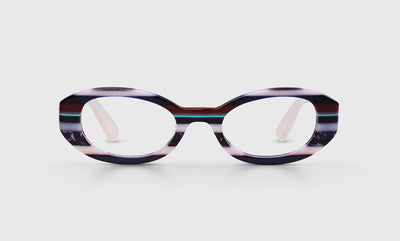 15 - Purple and Fuschia Multi-Stripe Front and Milky White Temples / Average / Readers / 0.00