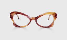Wing It Color 04 - Caramel Swirl Front and Temples reading glasses with italian-designed acetate and scratch resistant lenses