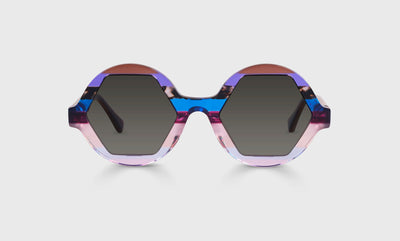 15 - Cool-Toned Multi-Stripe Front and Temples / Narrow / Full Lens Reader Sunglasses / 1.00 / .