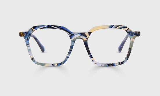 10 - Multi-Color Blue Swirl Front and Temples
