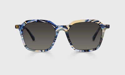 10 - Multi-Color Blue Swirl Front and Temples / Wide / Full Lens Reader Sunglasses / 1.00 / .