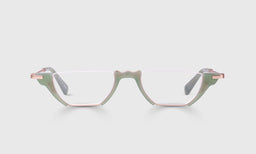 Merger Color 17 - Gold and Matte Sage Front and Temples reading glasses with italian-designed acetate and scratch resistant lenses