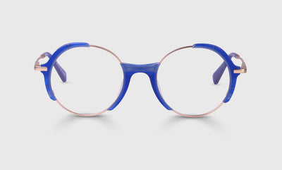 10 - Gold and Matte Royal Blue Front and Temples / Wide / Readers / 0.00
