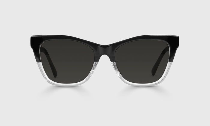  Kitten Around polarized grey front eyeglass frame on neutral background