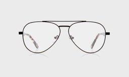 Roger That Color 00 - Black Metal Front and Black and White Tortoise Temples reading glasses with italian-designed acetate and scratch resistant lenses