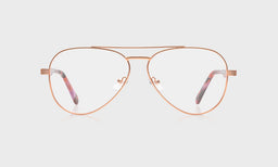 Roger That Color 45 - Matte Gold Metal Front and Red and Purple Chop Temples reading glasses with italian-designed acetate and scratch resistant lenses