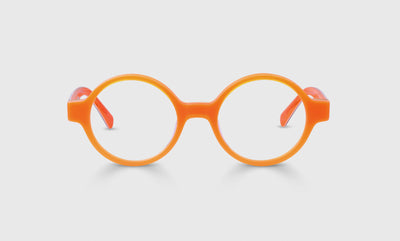 76 - Neon Orange Front and Black Temples / Narrow / Readers / 0.00
