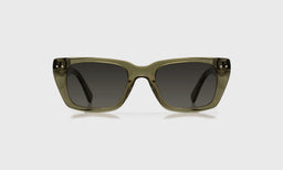 eyebobs cat-eye eyeglasses in Olive Green Crystal with grey polarized lenses, front view