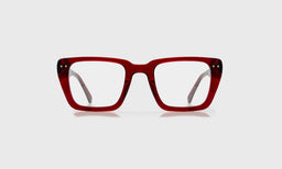 eyebobs wide square eyeglasses in Deep Red Crystal, front view
