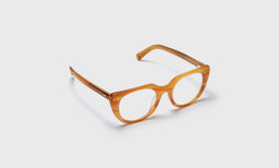 eyebobs round eyeglasses in Caramel Demi, angled view showing temples