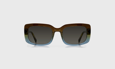 14 - Brown to Blue Crystal Gradient Front and Brown Crystal Temples / Wide / Full Lens Reader Sunglasses / 1.00 / .