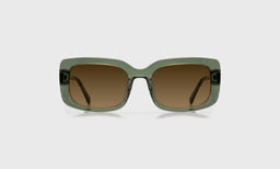 eyebobs bold wide square eyeglasses in Green Crystal with brown polarized lenses, front view